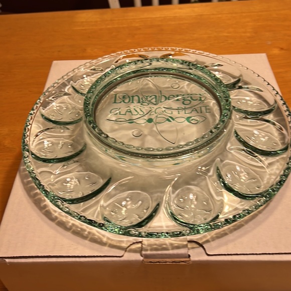 Longaberger Holiday Longaberger Green Glass Egg Plate Poshmark